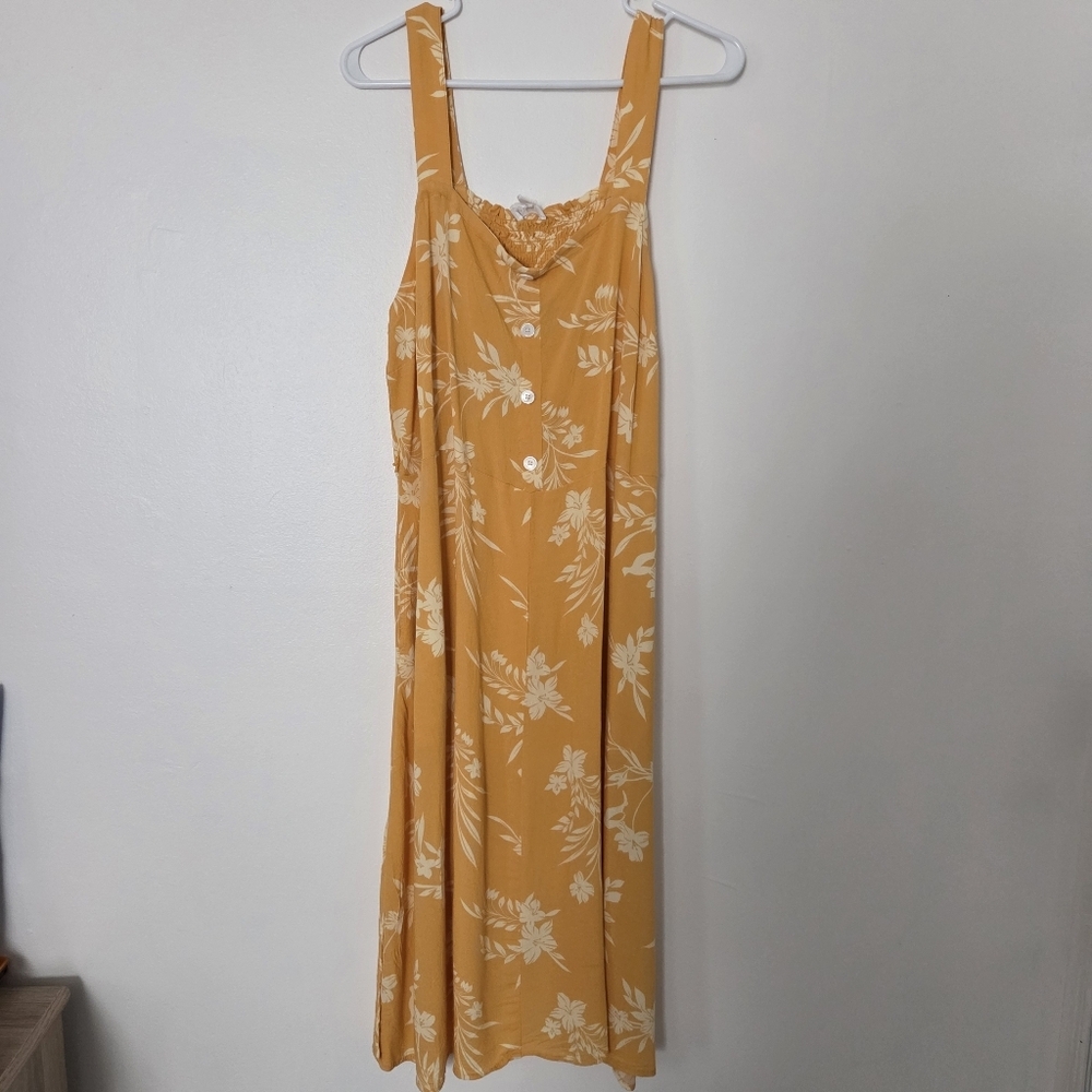 Candace Cameron Brue 1x Floral Yellow Sun Dress Midi Dress